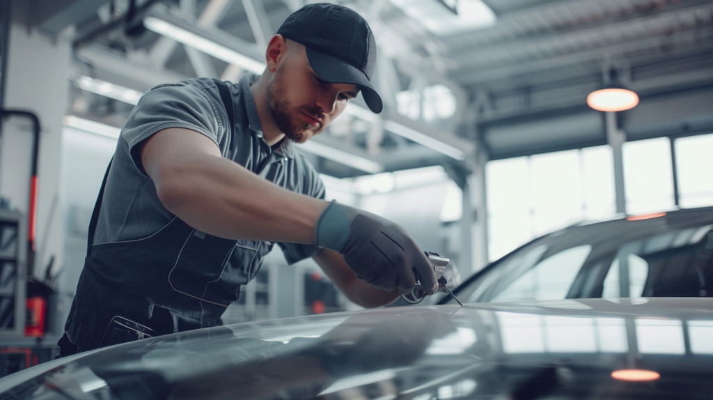 Remplacement complet d’un pare-brise automobile réalisé par un technicien spécialisé