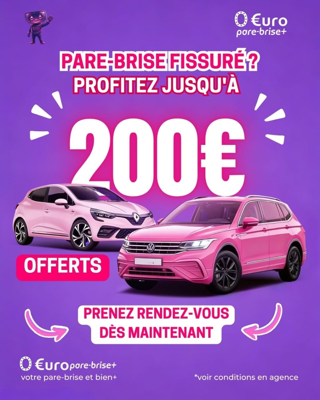 Offre spéciale EURO PARE BRISE+ Suivre le centre de Lure :