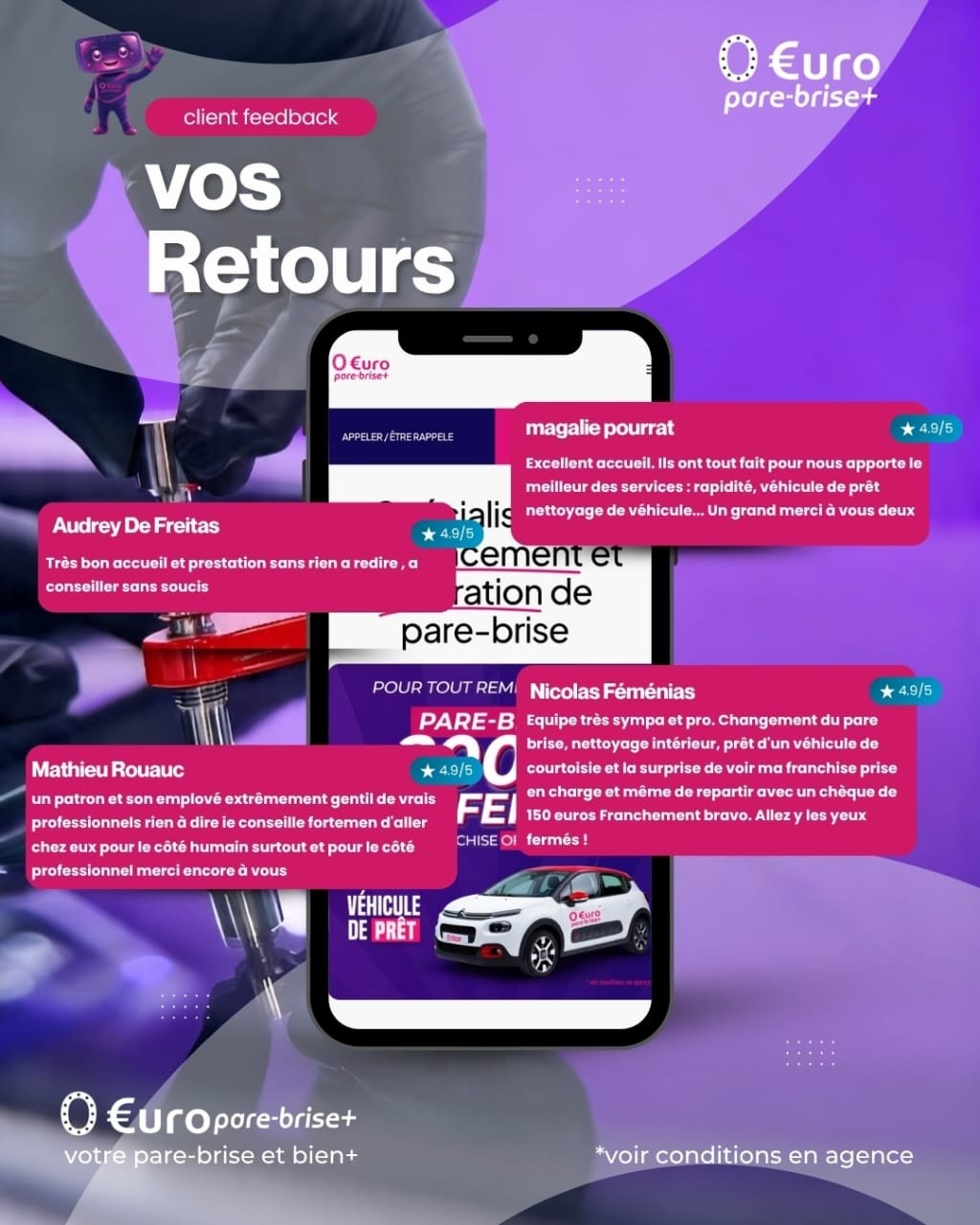 Offre spéciale EURO PARE BRISE+ Suivre le centre de Lure :