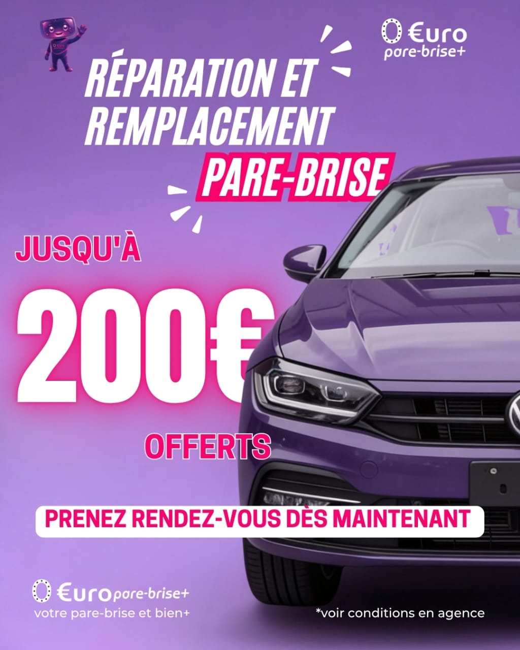 Offre spéciale EURO PARE BRISE+ Suivre le centre de Lure :
