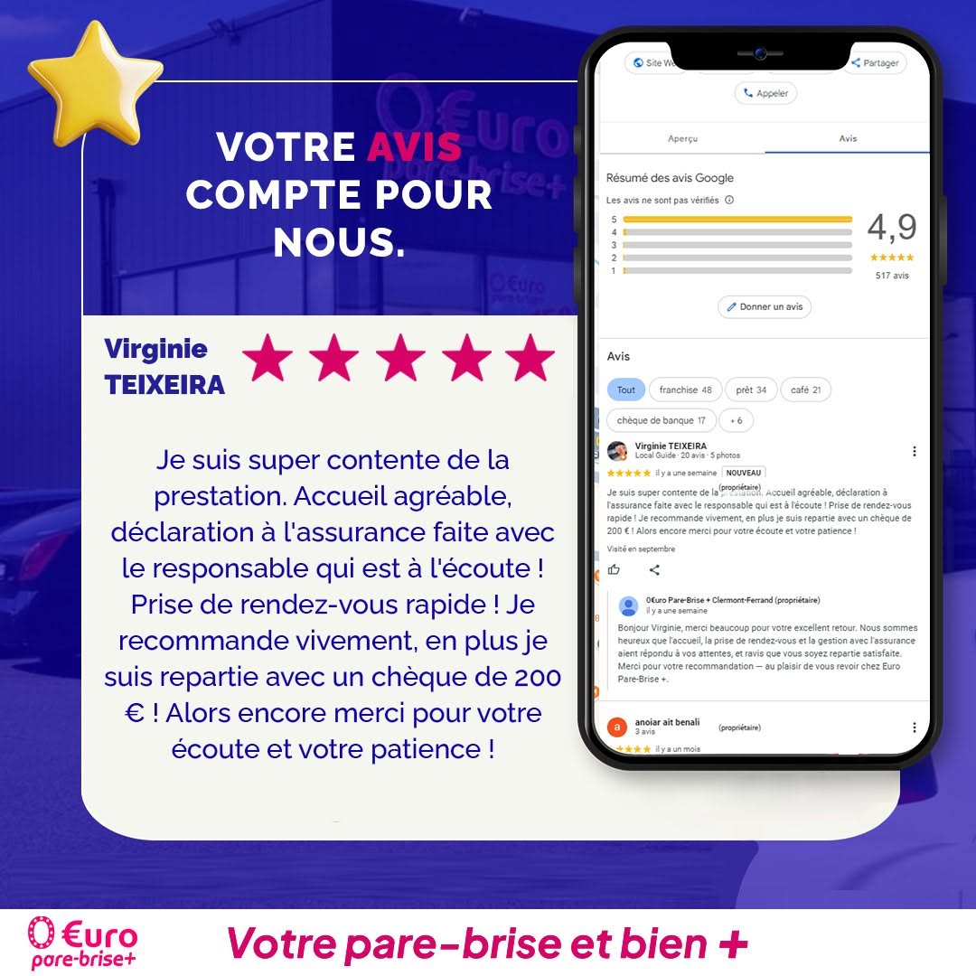 Offre spéciale EURO PARE BRISE+ Suivre le centre de Colmar :
